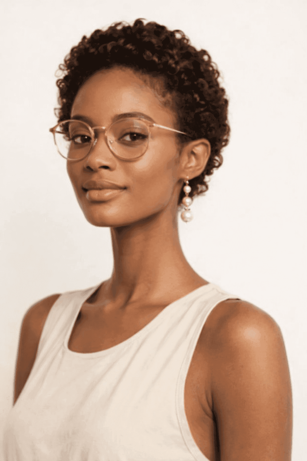 African woman wearing round eyeglasses